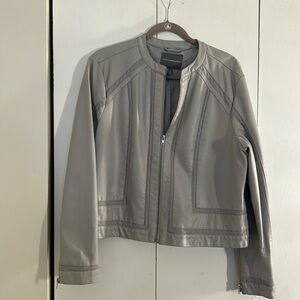 Faux gray leather jacket